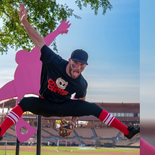 Boom Ball brings a fast, rule-bending version of baseball to Gwinnett Field on Saturday, April 18. Pictured is Chaos Crew player Richie Kiernicki. (Photo courtesy of Boom Ball)