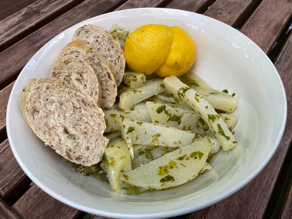 Marinated kohlrabi. (Ligaya Figueras / ligaya.figueras@ajc.com)