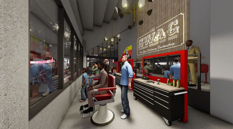 The computer's idea of what the new four-chair barbershop at Philips Arena will look like. (Hawks Photo)