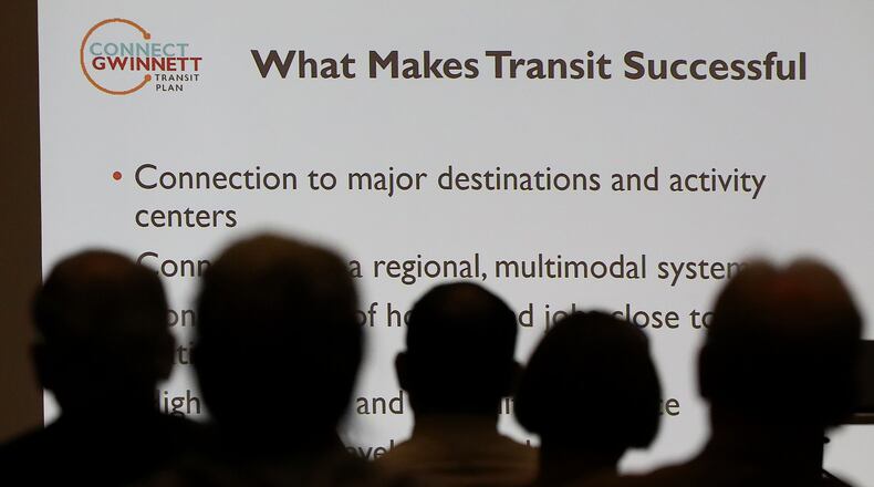 April 25, 2018 Lawrenceville: Local residents attend a Gwinnett County public open house and information session on it’s proposed transit plan at the Gwinnett Justice and Administrative Center on Tuesday, April 25, 2018, in Lawrenceville. Curtis Compton/ccompton@ajc.com