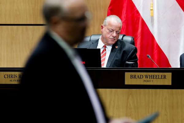 Superintendent Chris Ragsdale listens during public comment during a Cobb County School Board Meeting in Marietta in July. (Abbey Cutrer/AJC)