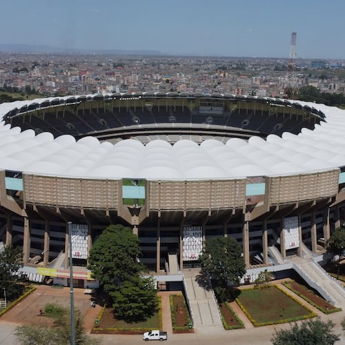 The Moi International Sports Centre in Kasarani, which has a seating capacity reduced to around 48,000 following major renovations, in Nairobi, Kenya, Friday, Oct. 10, 2025. (AP Photo)