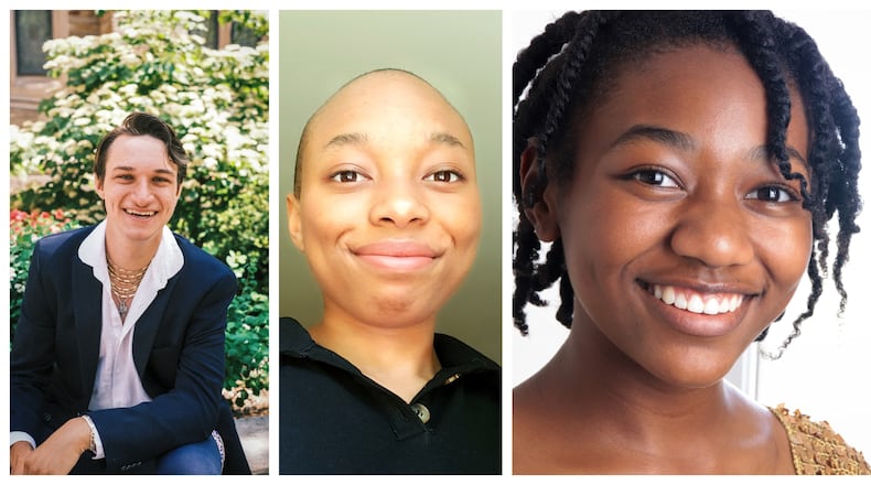 Chayton Pabich Danyla (left), Yazmeen Mayes (center) and Kalani Washington (right) are participants in the Horizon Theatre's Young Playwrights Festival 2021.