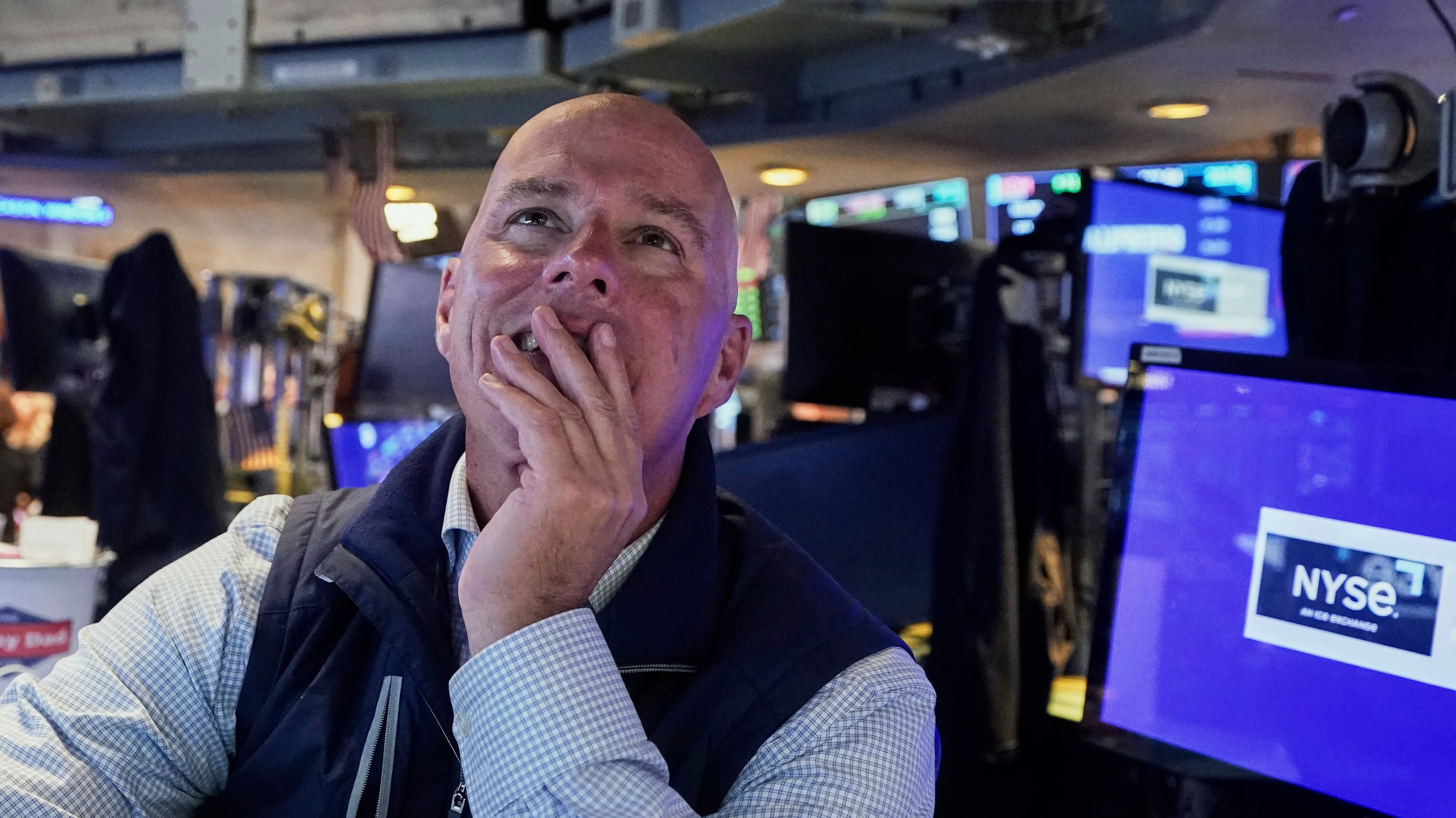 Specialist John O'Hara works at his post on the floor of the New York Stock Exchange, Monday, Sept. 15, 2025. (AP Photo/Richard Drew)