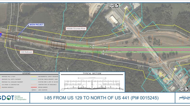 The Georgia Department of Transportation is seeking public comment on the proposed I-85 Widening, Phase III Project in Jackson and Banks counties. (Courtesy Georgia DOT)