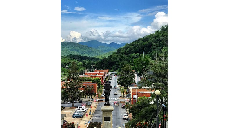 The compact Main Street in Sylva, North Carolina, boasts a bevy of charming shops and food and drink options.
(Courtesy of the Jackson County Tourism Development Authority / Nick Breedlove)