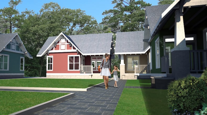 The houses will have covered porches and a studio-like feel inside — one bedroom, one bathroom and an open space that includes a kitchen, dining area and living space.