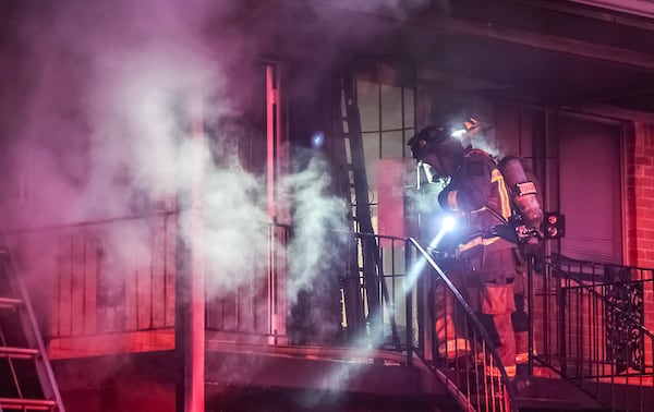 Atlanta firefighters battle a large blaze that broke out at the Abby Ridge Apartments on Martin Luther King Jr. Drive in October 2024. (AJC FILE)