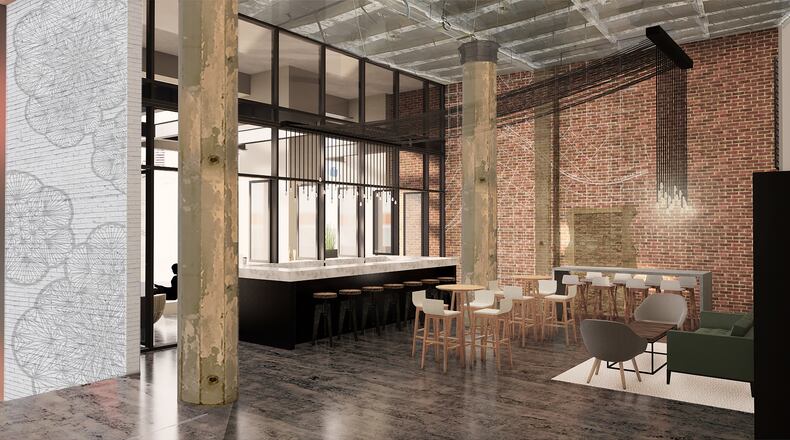 The proposed lobby lounge for the new space at Atlanta's Department Building.