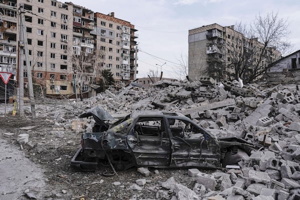 FILE - In this photo provided by Ukraine's 93rd Kholodnyi Yar Separate Mechanized Brigade press service, a view of Pokrovsk, the site of heavy battles with Russian troops, in the Donetsk region, Ukraine, March 25, 2025. (Iryna Rybakova/Ukraine's 93rd Mechanized Brigade via AP)