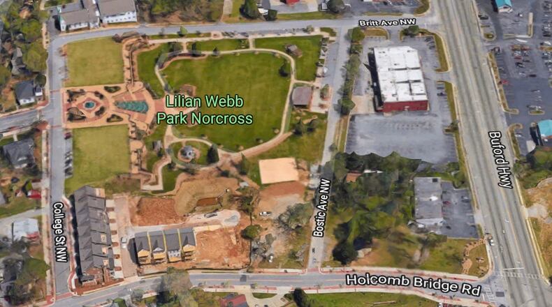 Norcross will permanently close Bostic Avenue to all through traffic between Holcomb Bridge Road and Britt Avenue on April 9. Google Maps