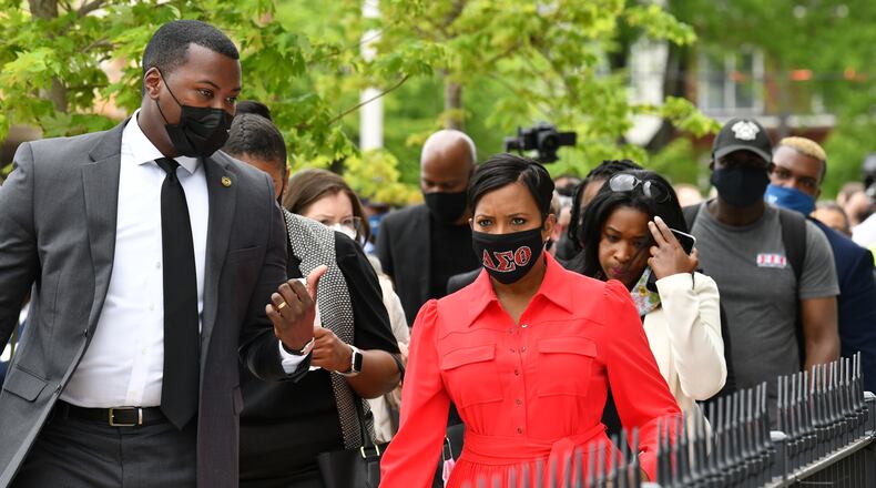 April 29, 2021 Atlanta - Atlanta Mayor Keisha Lance Bottoms leaves after Station496 groundbreaking ceremony in Old Fourth Ward neighborhood on Thursday, April 29, 2021. The Wingate Companies announces groundbreaking for highly anticipated affordable multi-family community - Station 496 a high-quality affordable housing option in Atlanta’s Old Fourth Ward neighborhood. (Hyosub Shin / Hyosub.Shin@ajc.com)