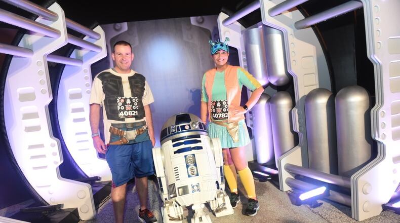 Many participants in the Star Wars Half Marathon at Walt Disney World Resort in Orlando, Fla., don "Star Wars" costumes for the race.