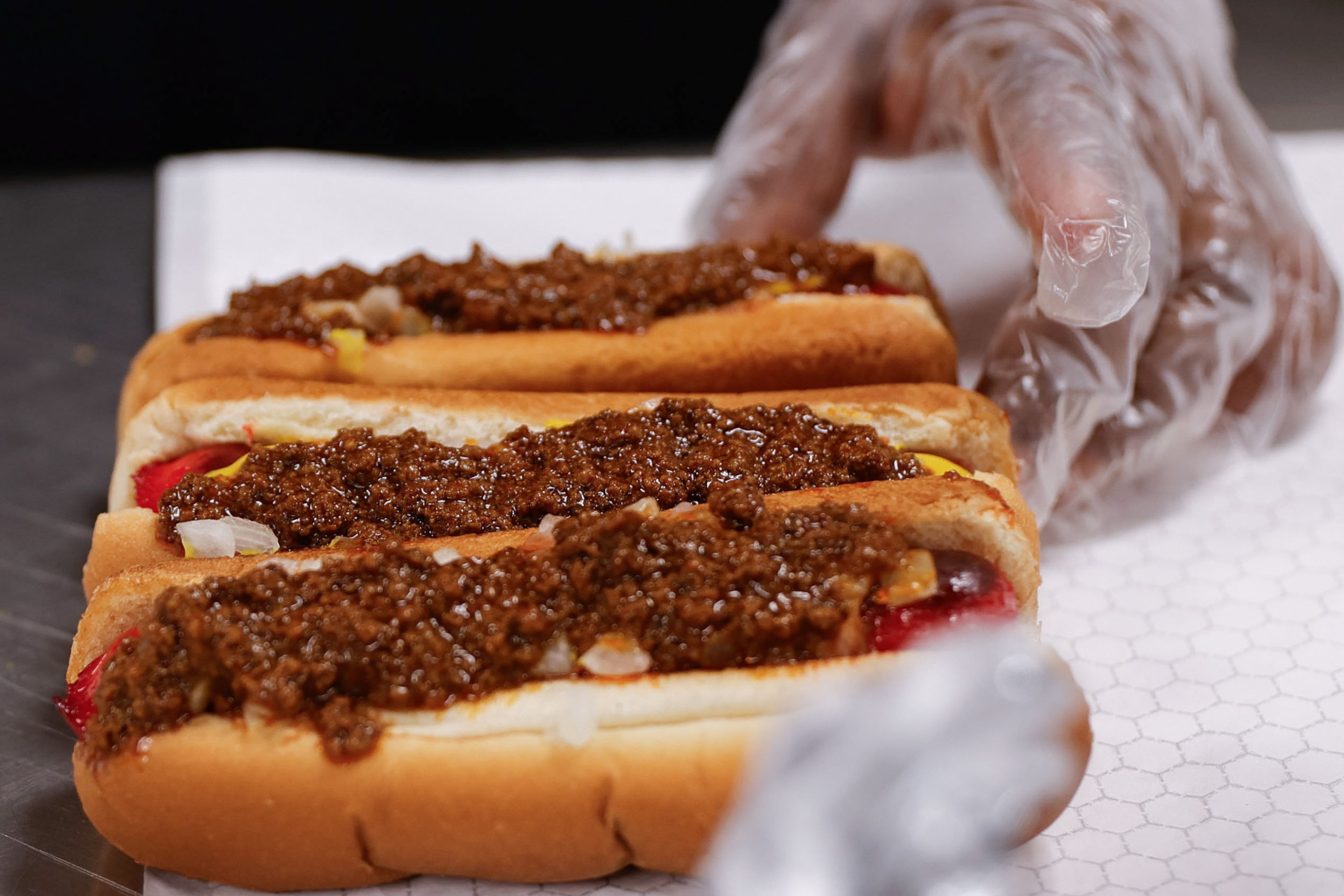 A chili-slathered hot dog at one of Nu-Way's Macon eateries. (Natrice Miller/AJC)