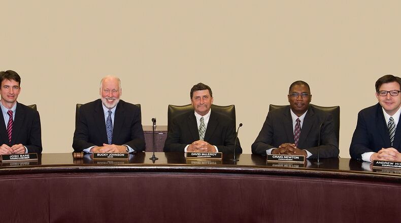 Norcross incumbents Councilmembers Josh Bare, Andrew Hixon and David McLeroy successfully qualified for re-election with no opposition. Shown here with Mayor Bucky Johnson and Councilmembers Pierre Levy and Craig Newton. Courtesy of City of Norcross