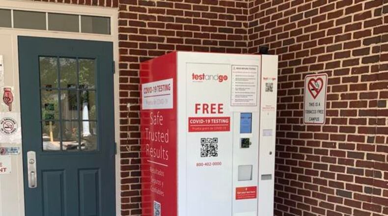 The Department of Public Health has placed new COVID-19 testing vending machines in Rockdale and Newton Counties. This one is located outside the entrance to the Newton County Health Center. (Courtesy of The Citizens)