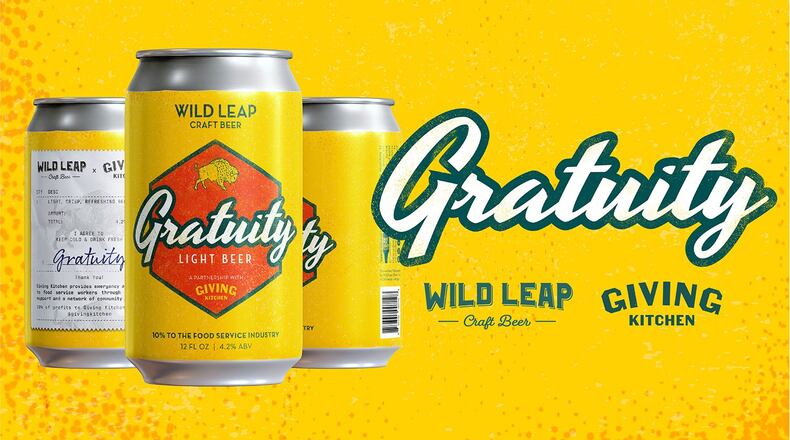 Wild Leap Gratuity Light Beer helps support the Giving Kitchen.
Courtesy of Wild Leap Craft Beer.