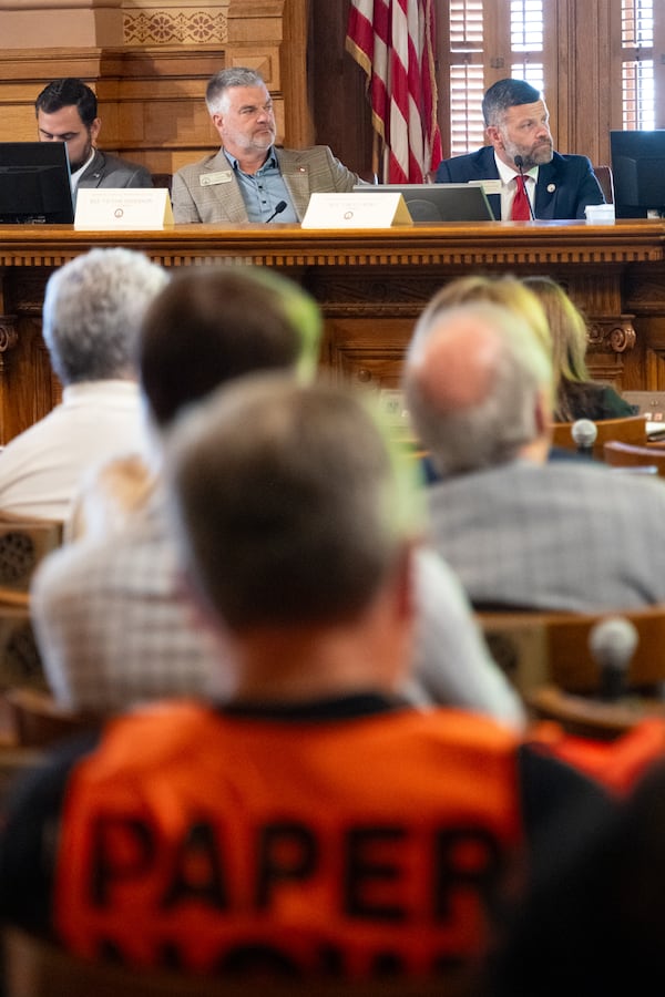 Members of the Georgia House Blue-Ribbon Study Commission on Election Procedures meet for the first time at the State Capitol on Tuesday, July 15, 2025. (Ben Gray for the AJC)
