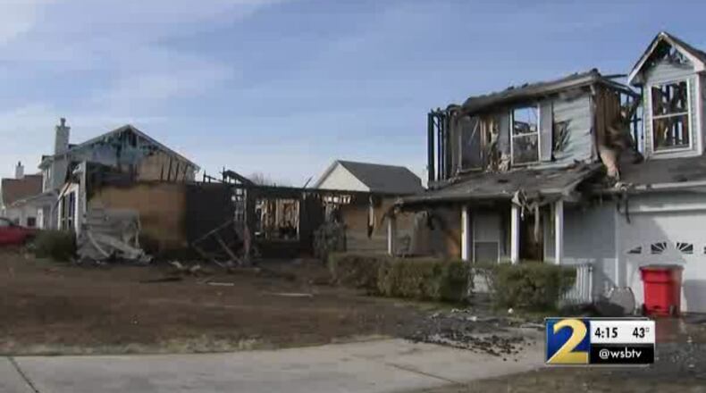 Three homes were badly damaged in a fire Tuesday just before midnight.