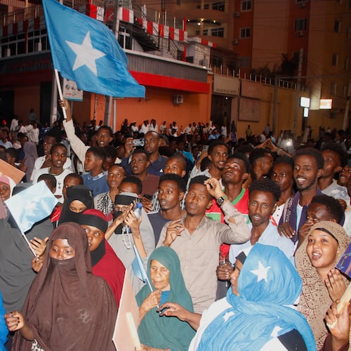 People protest against Israel’s recognition of the self-declared Republic of Somaliland in Mogadishu, Somalia, Thursday, Jan. 8, 2026. (AP Photo/Farah Abdi Warsameh)