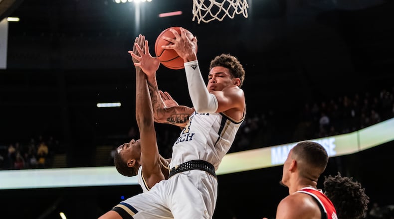 Georgia Tech guard Jordan Usher against N.C. State January 25, 2020 at McCamish Pavilion. (Danny Karnik/Georgia Tech Athletics)