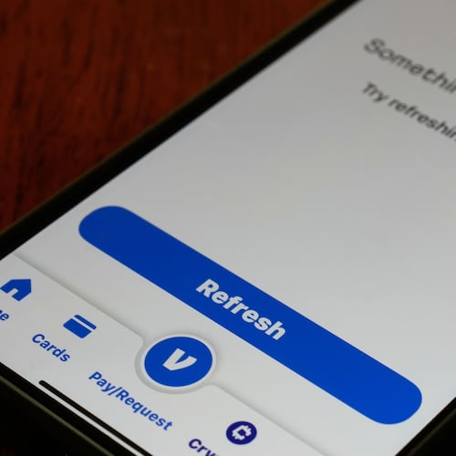 FILE - A Venmo mobile app shows it is not available during the Amazon Web Services outage, Oct. 20, 2025, in Chicago. (AP Photo/Kiichiro Sato, File)