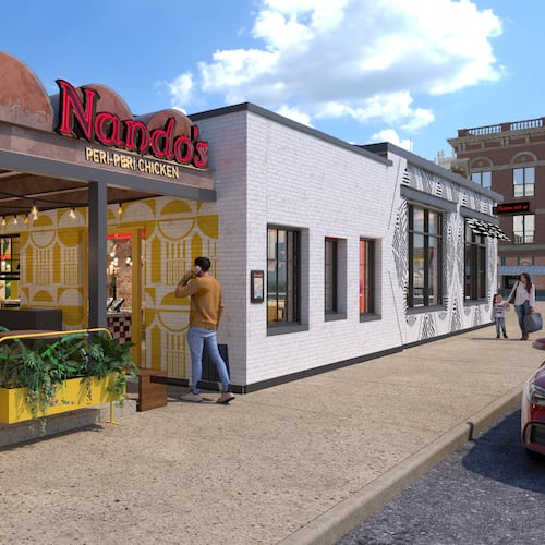 This rendering shows the third metro Atlanta location of Nando's Peri-Peri, which will open at Krog Street Market on June 9. (Courtesy of Fusion Design & Architecture)