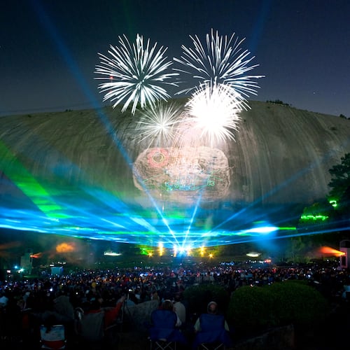 Stone Mountain presents the popular Lasershow Spectacular on its Memorial Lawn during the spring and summer months. The show features music, fireworks and special fire effects. (AJC file)