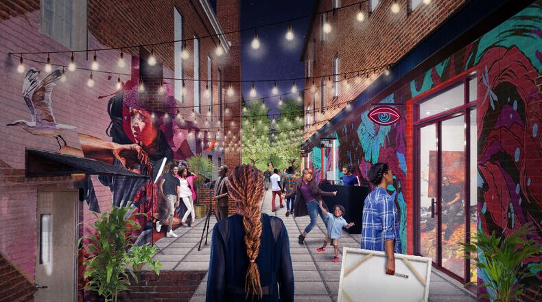 Project designers eightvillage have planned an alley project called the Art Walk that will run alongside PushPush’s under-renovation building.