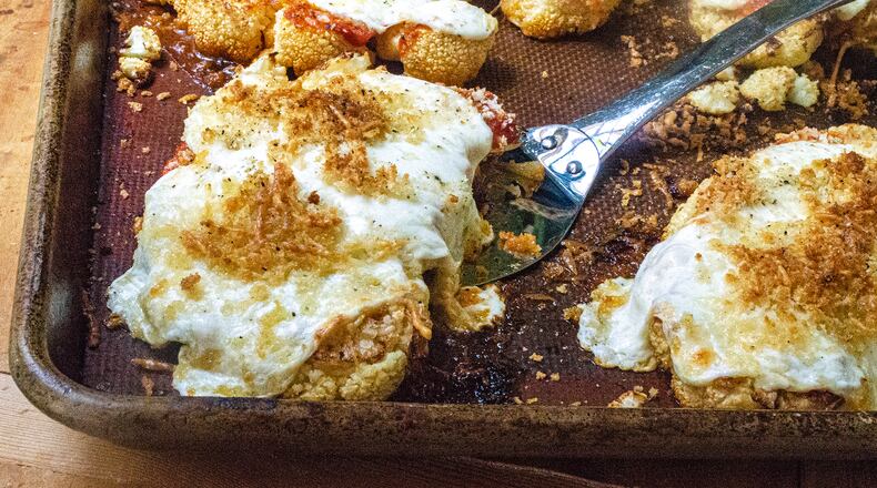 Cheesy Cauliflower Parmesan is a plant-forward sheet-pan adaptation of an Italian American classic.
(Virginia Willis for The Atlanta Journal-Constitution)