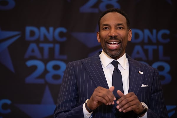 Atlanta Mayor Andre Dickens makes his case in April on why the city should host the 2028 Democratic National Convention. (Riley Bunch/AJC)