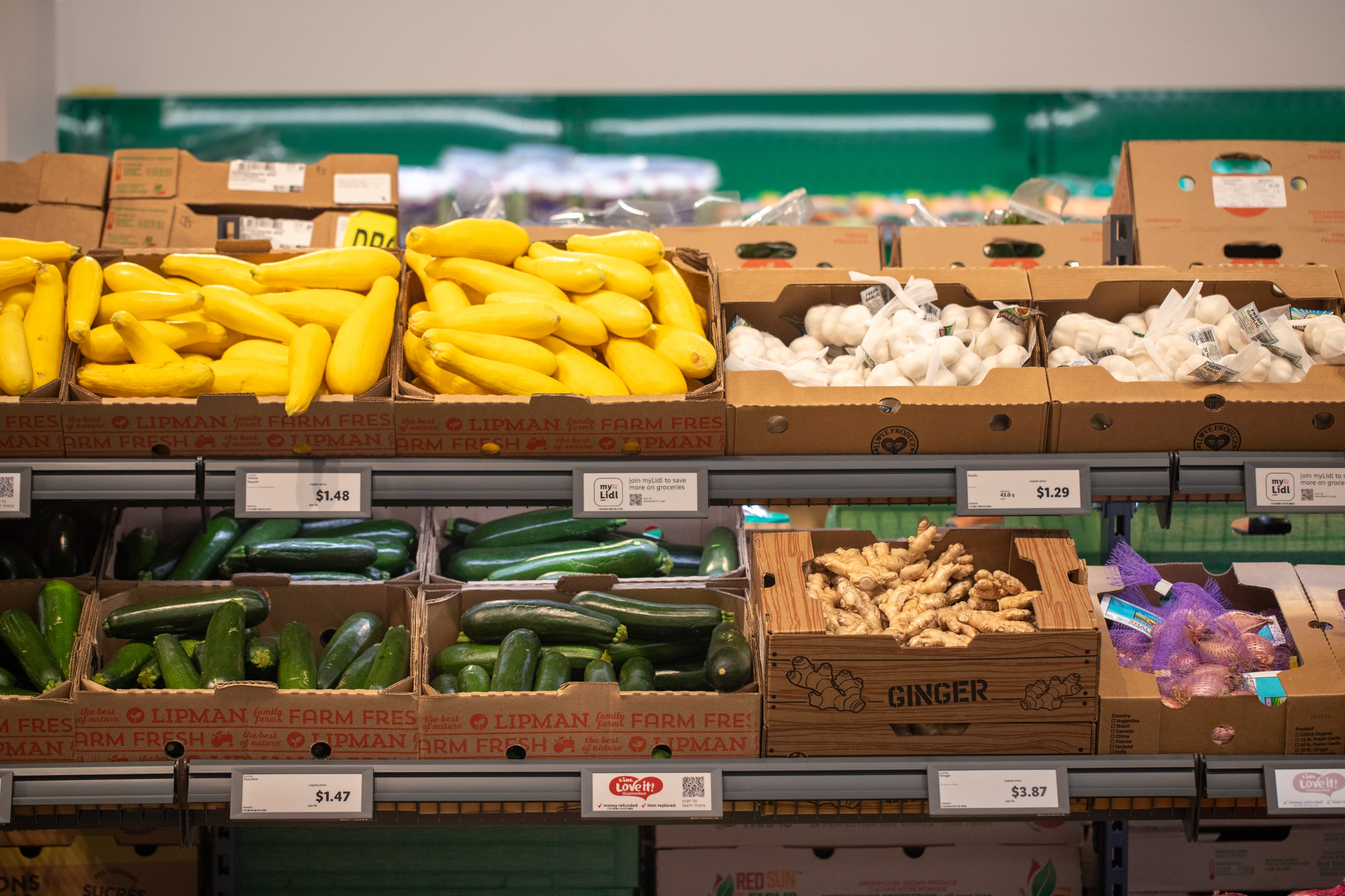 The produce section at the new Lidl store in West Midtown. (Jenni Girtman for The Atlanta Journal-Constitution)