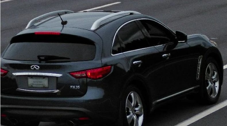 Henry County police are searching for this black Infinity FX35, which they say was used in a series of pellet gun shootings that injured four people, including an 8-year-old boy.