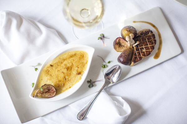 Foie Gras Brûlée with king oyster mushrooms and roasted figs. ( Heidi Geldhauser)