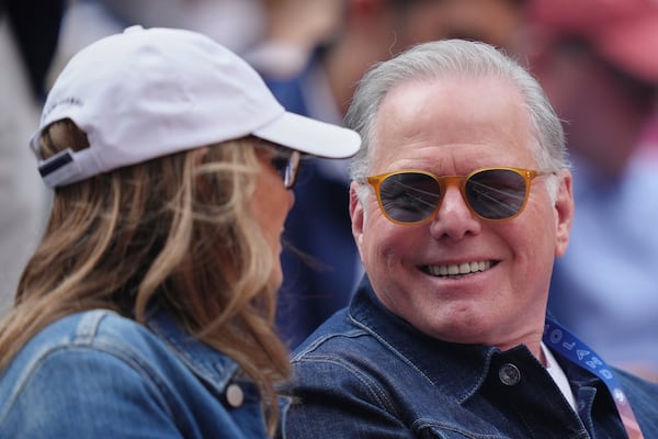 David Zaslav, President of Warner Bros Discovery, sits before the final match of the French Tennis Open at Roland-Garros in Paris, Sunday. (Aurelien Morissard/AP)