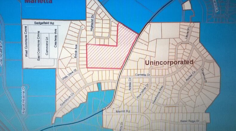 Marietta may annex 15 acres at 1083 Allgood Road for which the Marietta Church of God is the applicant. (Courtesy of Marietta and Cobb County)