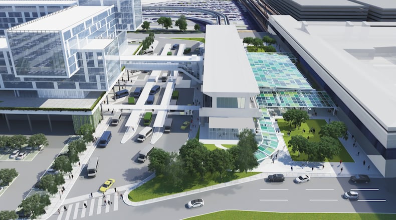 Rendering of the planned InterContinental hotel and conference center at Hartsfield-Jackson, just west of the main domestic terminal.