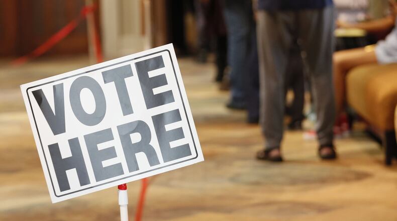 Election Day: A steady steam of people vote at the Noonday Baptist Church in Marietta on Nov. 6, 2018. BOB ANDRES / BANDRES@AJC.COM