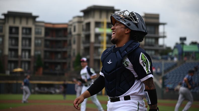 Gwinnett catcher Chadwick Tromp is hitting. 357. (Photo by Patricia Ortiz/Gwinnett Stripers)
