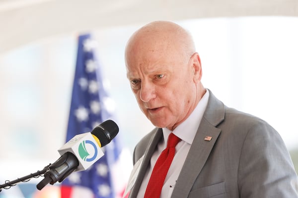 U.S. Treasurer Brandon Beach, who previously represented Alpharetta in the Georgia Senate, said at the Ga. 400 express lane project groundbreaking ceremony Wednesday, April 22, 2026: "I’m a firm believer that there’s a direct correlation between infrastructure investment and jobs and economic development, and that’s what we’ve done here." (Arvin Temkar/AJC)