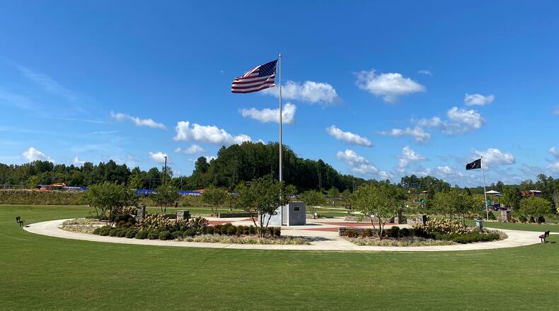 Using the backdrop of Cherokee Veterans Park, federal funding of almost $41 million is being given to support Cherokee County in many ways such as to help all county employees, negative economic impact, infrastructure, services to disproportionately impacted communities, revenue replacement and public health. (Courtesy of Cherokee County)