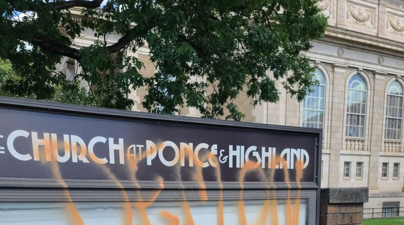 The Church at Ponce and Highland was vandalized for the fourth time in just a few months. The church is very affirming to the LGBT community, which may have made it a target.