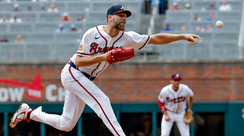 Chris Sale "was masterful again,” the Braves' manager said of the starting pitcher after Atlanta beat the San Diego Padres on Thursday, July 23, 2026, in Atlanta. (Erik S. Lesser/AP)