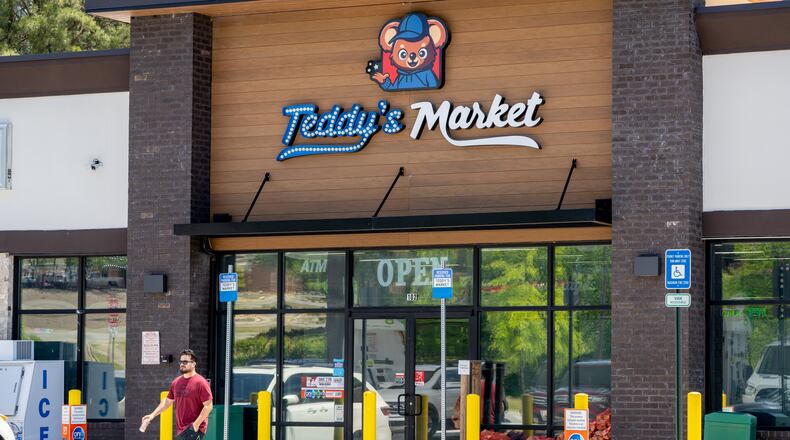 A customer exits Teddy's Market on Prominence Point Parkway in Canton on Tuesday, May 5, 2026. (Ben Hendren for the AJC)