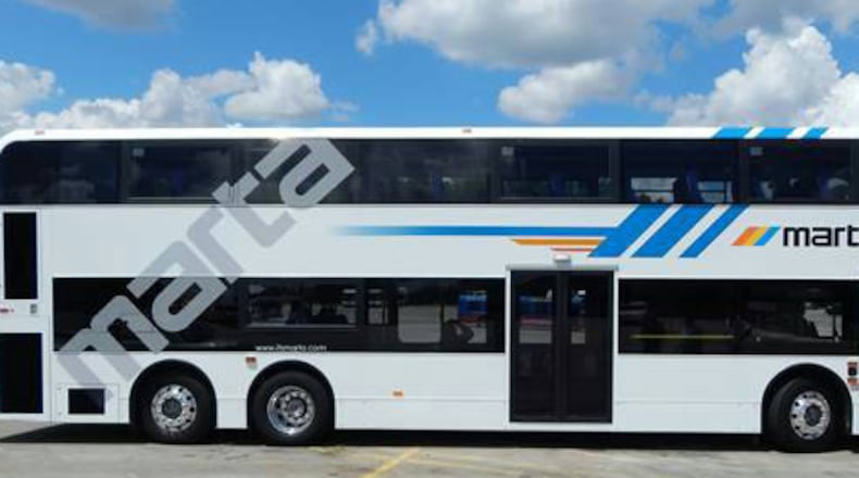 MARTA’s double-decker bus can carry 100 riders, nearly twice what a standard MARTA bus can accommodate.
