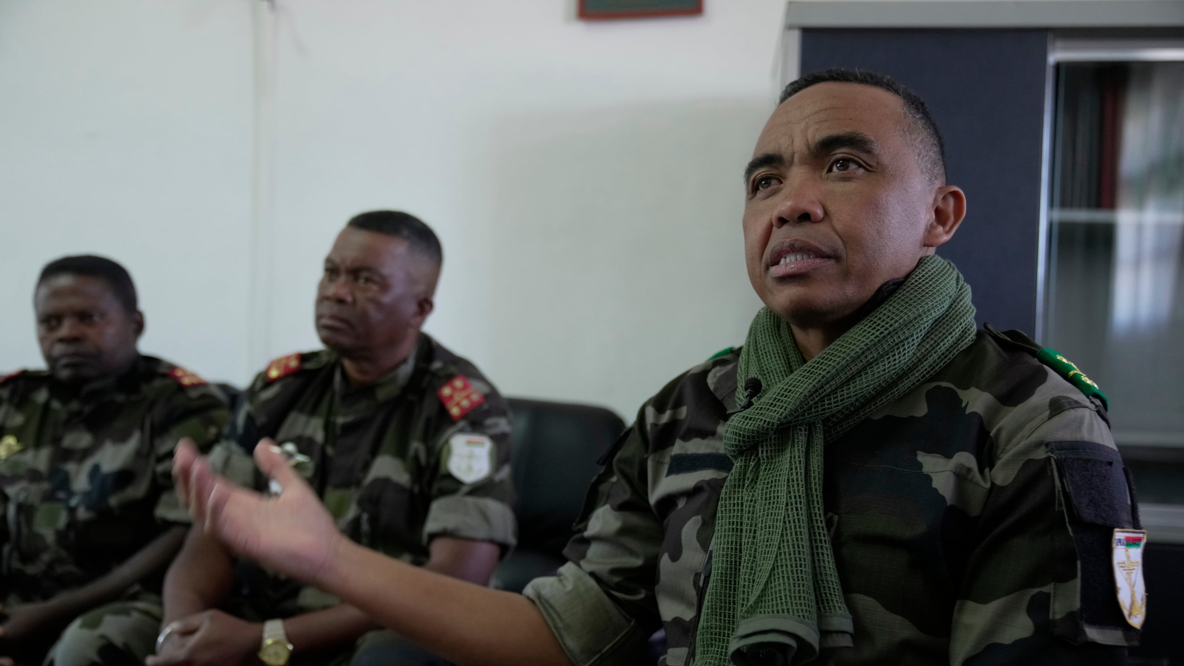 CAPSAT military unit commander Col. Michael Randrianirina during an interview with The Associated Press in Antananarivo, Madagascar, Wednesday, Oct. 15, 2025. (AP Photo/ Brian Inganga)