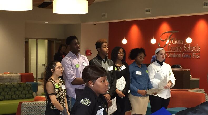 Students from the Fulton Schools College and Career Academy participate in an open house. CONTRIBUTED