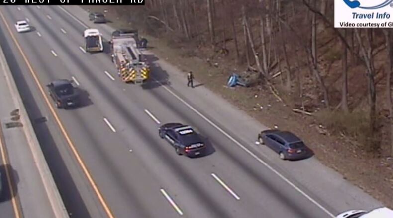 All westbound lanes of I-20 were blocked at times past Panola Road earlier while authorities worked the scene of a crash.