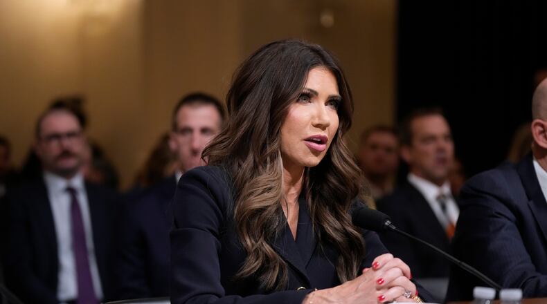 Homeland Security Secretary Kristi Noem speaks during the House Committee on Homeland Security on Capitol Hill in Washington, Thursday, Dec. 11, 2025. (AP Photo/Mark Schiefelbein)