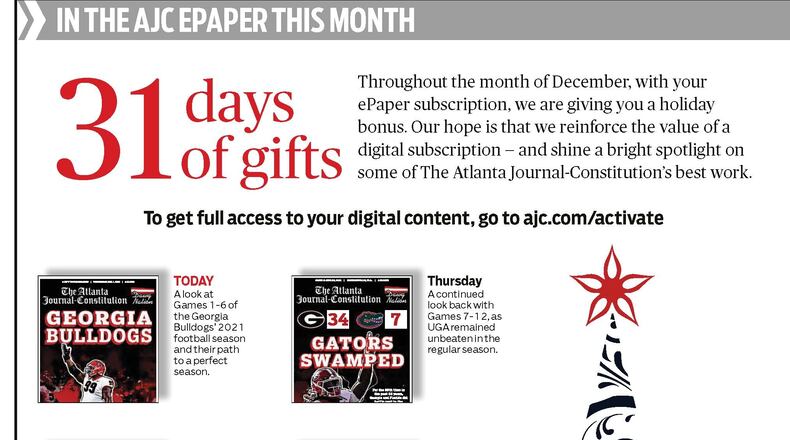 A gift to subscribers — a daily holiday bonus in today’s ePaper